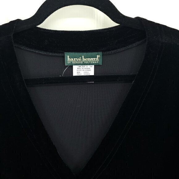 VTG 90s Harve Benard Button Front Velvet Tunic/Mini Dress L Black - Picture 6 of 16